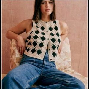 Sezane Ron Top Black Ecru - Size L